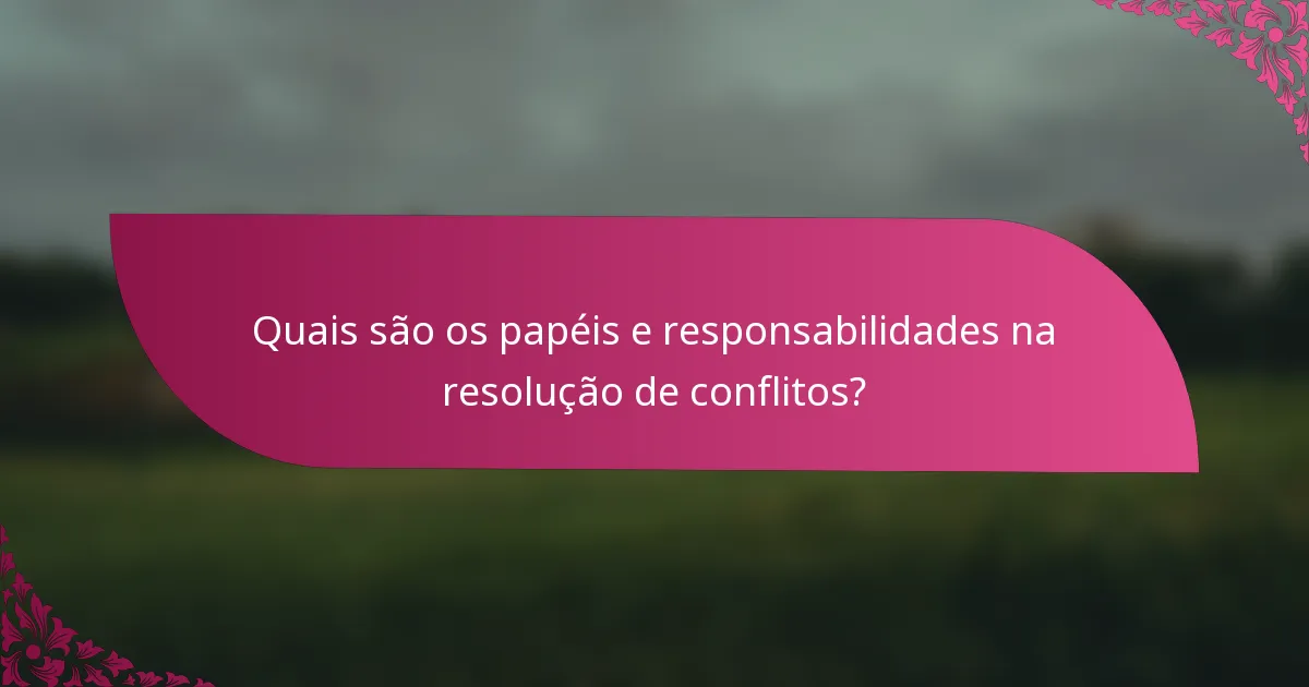 Quais são os papéis e responsabilidades na resolução de conflitos?